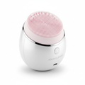 Compact silicone facial cleansing brush with USB charging, waterproof design