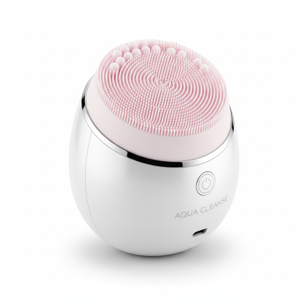 Compact silicone facial cleansing brush with USB charging, waterproof design