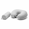 Memory foam travel pillow with removable washable cover, clip closure and travel pouch
